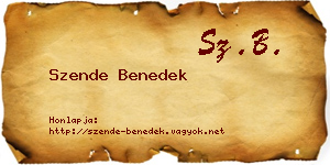 Szende Benedek névjegykártya