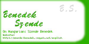 benedek szende business card